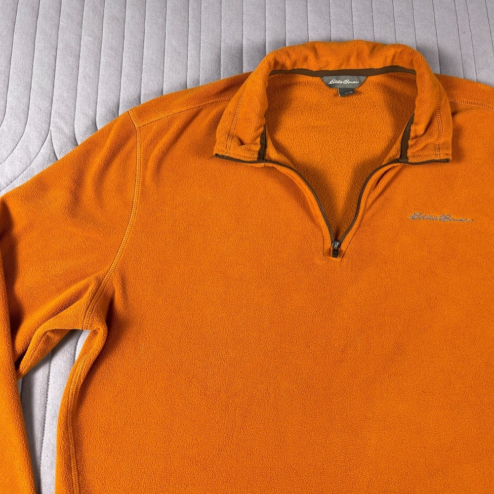 Eddie Bauer Fleece Pullover Mens XL Orange 1/4 Zip Lightweight Outdoor - Picture 3 of 12